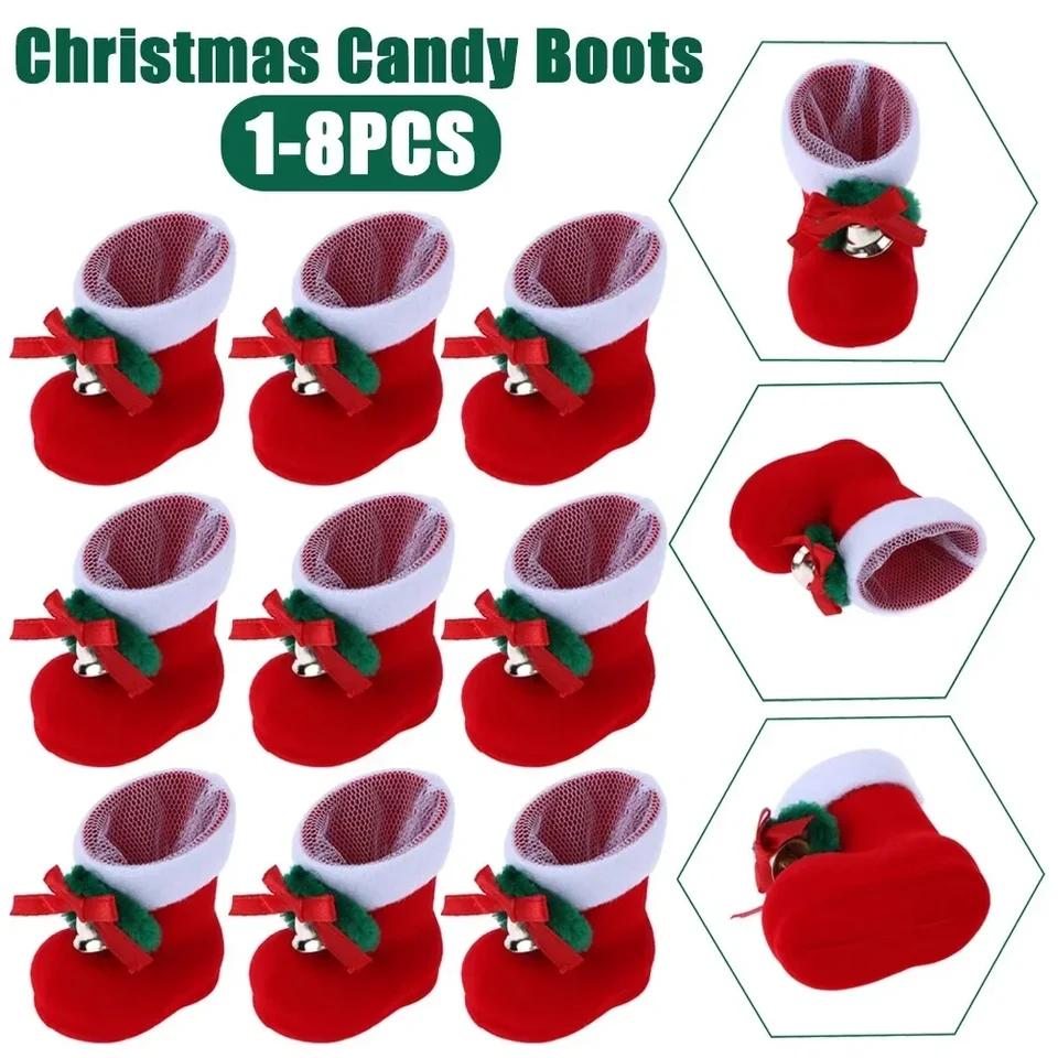 1/2/5/8ks vianočné darčekové topánky Domáci večierok Vianoce Santa Claus Candy topánky Mini vianočné dekorácie prívesok 2023
