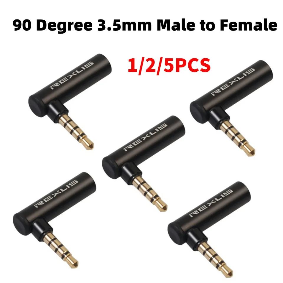 1/2/5ks 90 stupňov pravého uhla 3,5 mm samec k ženskému adaptérovi konektorom stereofónneho konektora