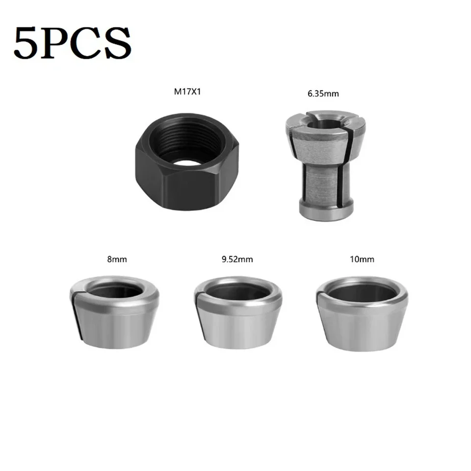 1/2/5ks M17 6/6,35/8/9,5/10 mm adaptéry Collet Collet Collet s matičkami na gravírovanie orezávania Elektrický router frézka Prístup