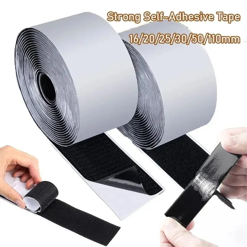1/2/5METER MULTI-SIZE MAGIC NYLON NYLON STRAP STRAP so silným čiernym bielym bielym samolepiacim háčikom a slučkovou upevňovacou páskou 20-50 mm