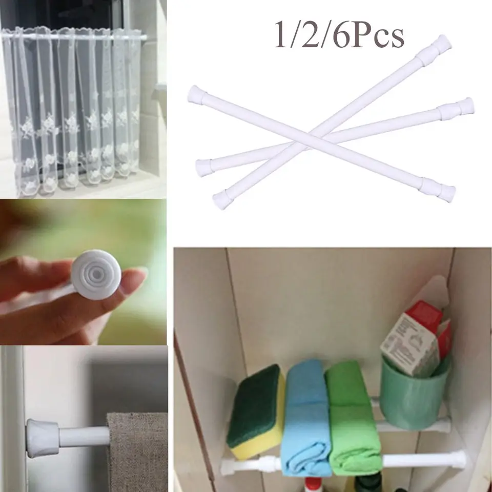 1/2/6ks Užitočné naložené závesné pružinové zaťaženie natiahnuteľné tyčinky Kúpeľňa Produkt Závesné tyče Závesť TELESKOPICKÝ POLE