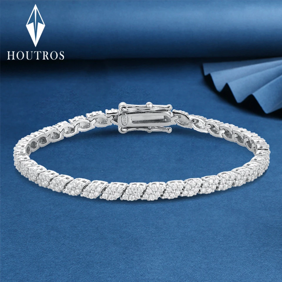 1,2 mm skutočná D farba plná moissanite tenisový náramok pre ženy mužov 925 Sterling strieborný hranolový tvar náramku Party Darček