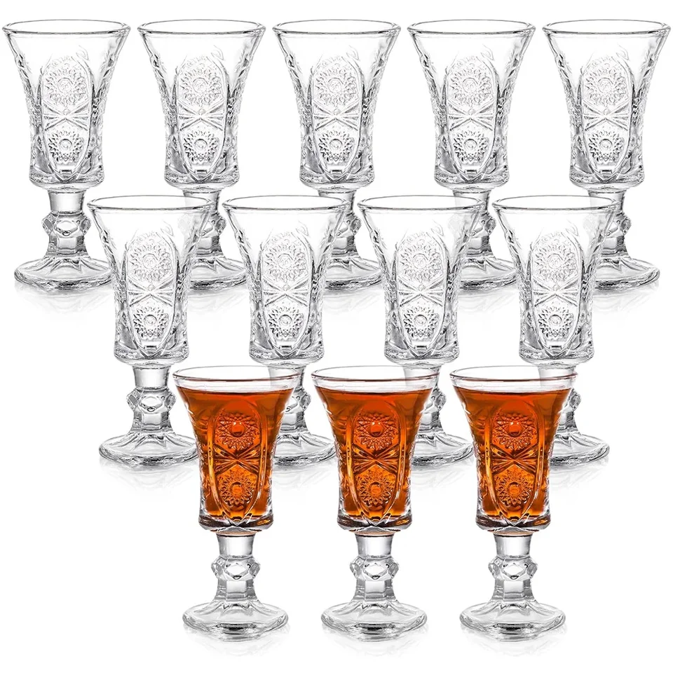 1,2 oz Shot Guels Set, číre srdečné okuliare, luxusné poháre, mini poháre na víno s ťažkou základňou, sherry poháre malé poháre