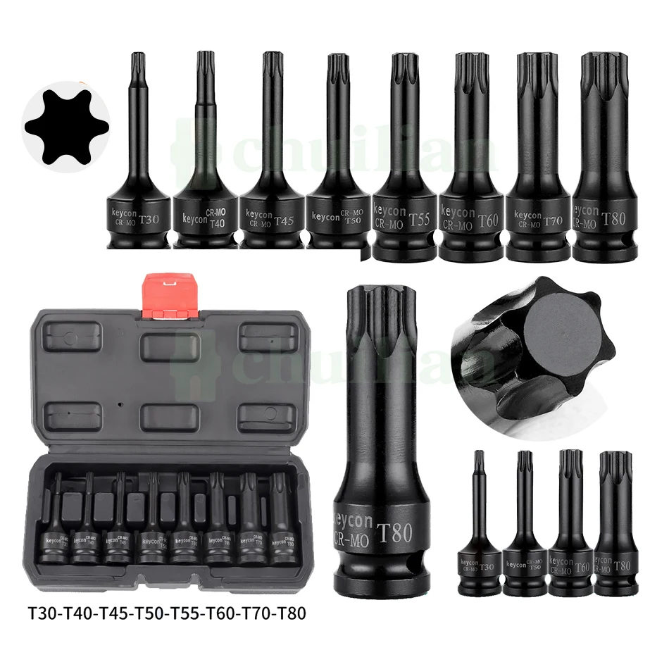 1/2 palca 12,5 mm Univerzálny vzduchový zásuvka Torx Bit Socket Drive Star Bit MP6-MP14