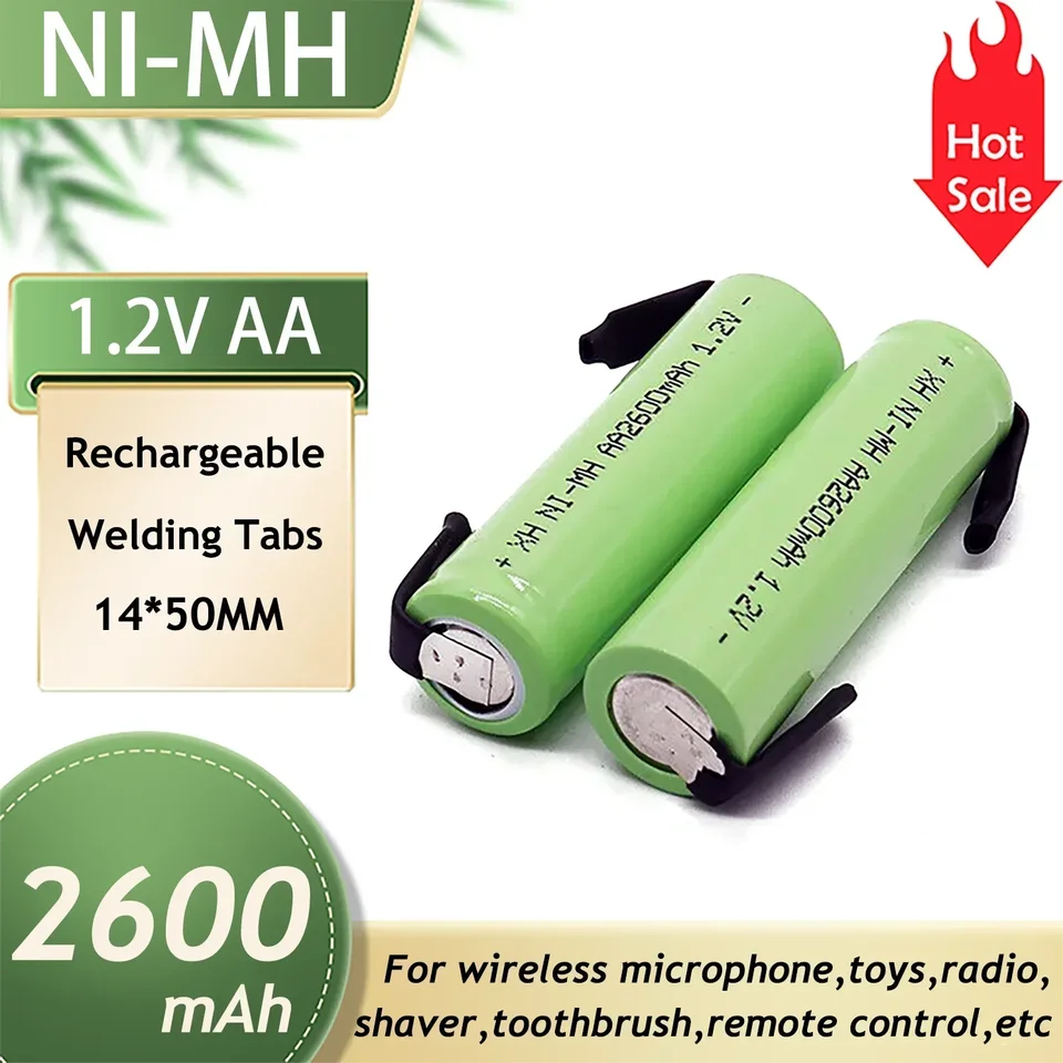 1,2 v aa akku 2600MAH ni-MH Zelle Grün Shell MIT Schweißen Tabs für Philips elektrische Rasierer Rasierer Zahnbürste