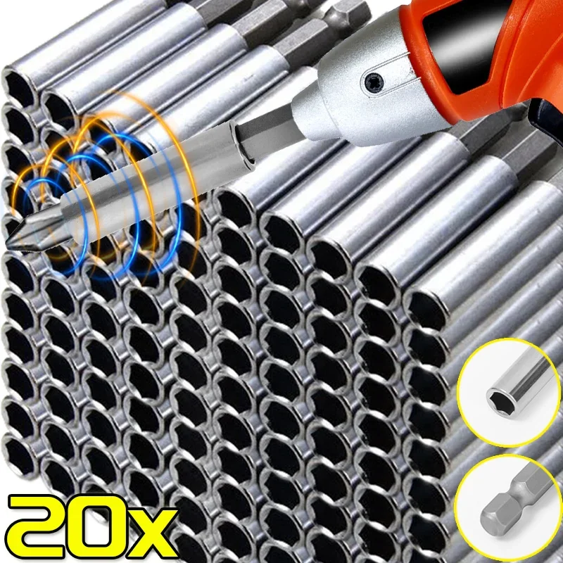 1/20ks Magnetický skrutkovač predlžovanie šesťhrannej rukoväte predĺžená spojovacia tyčinka uhlíková oceľ skrutkovače bit držiak elektrické náradie