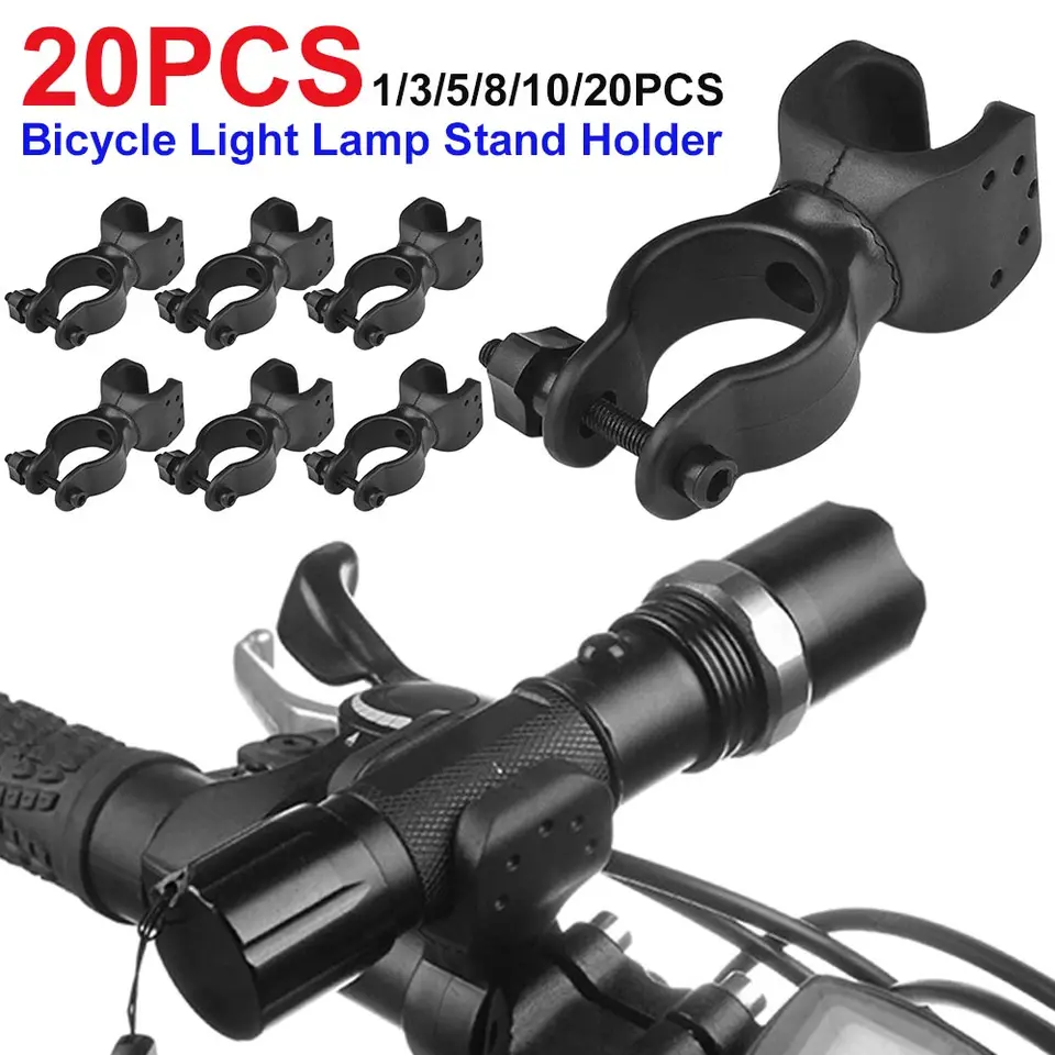 1-20ks na bicykli svetlo svetlo držiaka 360 stupňov rotácia Grip Mountain Bike LED LED baterka Torch CLAPP CLIP Držiak na držiak na držiak