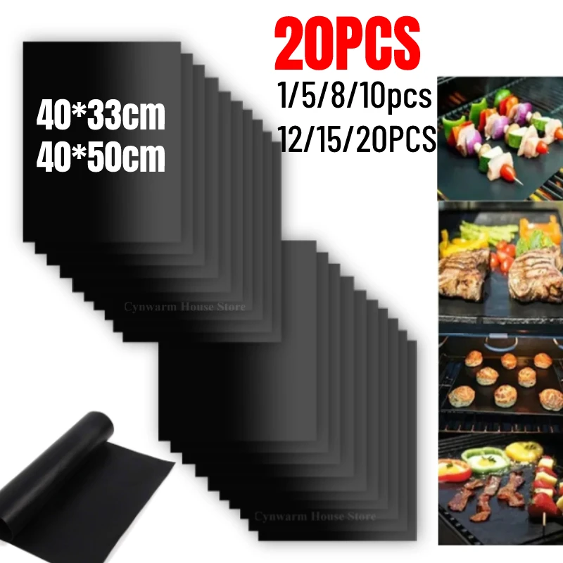 1-20ks nelepivé grile gril gril gril grilový vonkajší pečivo opätovne použiteľný grilovací plech Teplo BBQ Cooking kuchynské náradie 40x50/33 cm
