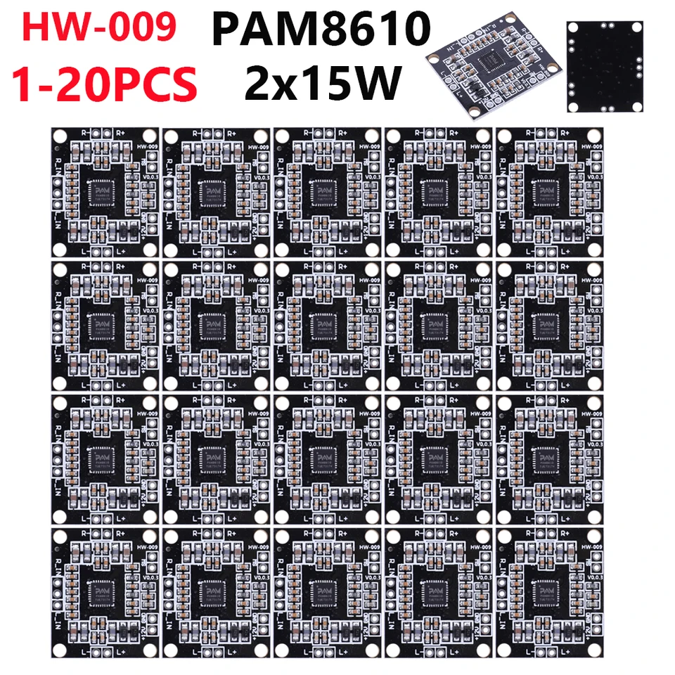 1-20ks PAM8610 DIGITÁLNA DIGITÁLNA KOMPLIFIKÁLNA doska 2x15W