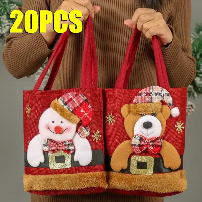 1-20ks vianočné darčekové tašky kabelky Tote tašky Candy tašky Snowman Bear Darčekové tašky Skladovacie tašky vianočné dekorácie