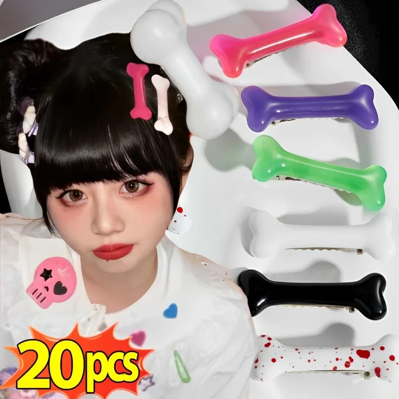 1/20ks y2k kosti vlásenky Móda krásne ženy Gril pokrývky hlavy Barrettes živé psie kosti kosti KLIPS STRÁNKA VLASTNÉ VLASTNÉ PRÍSLUŠENSTVO