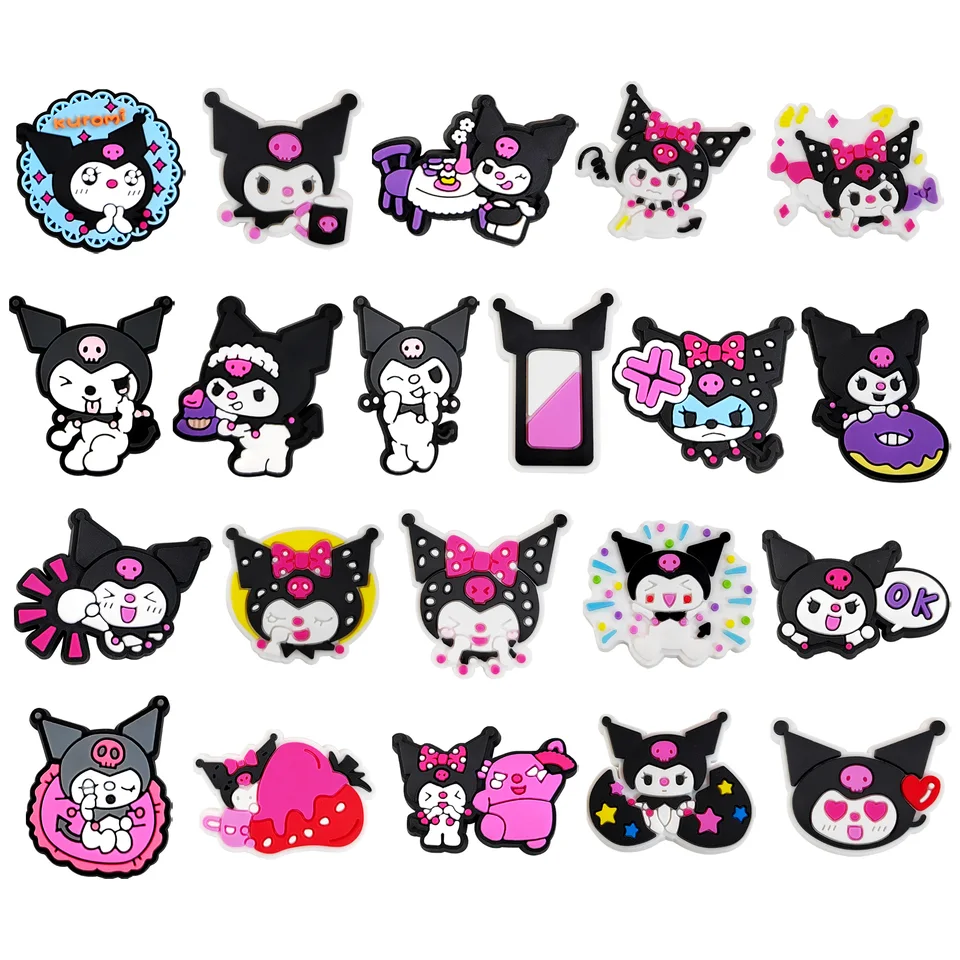 1-21ks karikatúra Miniso Sanrio Kuromi ‌pvc Shoe Charms for Clogs Pins Pins Hole Sandal Decoration Sandals topánky doplnky pre deti darček