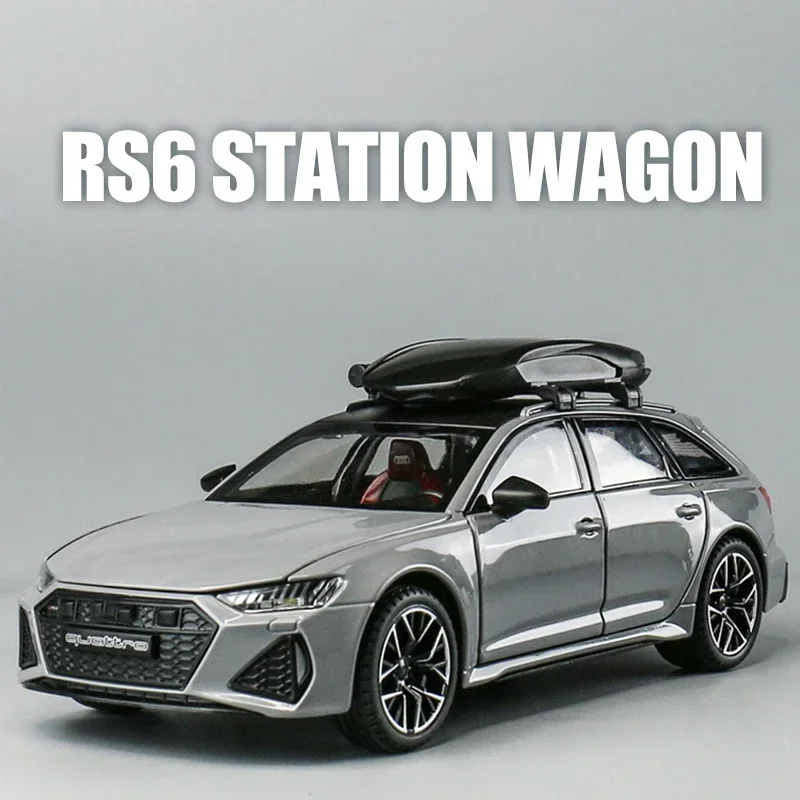 1:24 Audi RS6 Station Wagon Model zliatiny vozidla vozidlo Diecast Metal Hračky Zbierka automobilov Simulácia Zvuk a ľahké darčeky pre deti