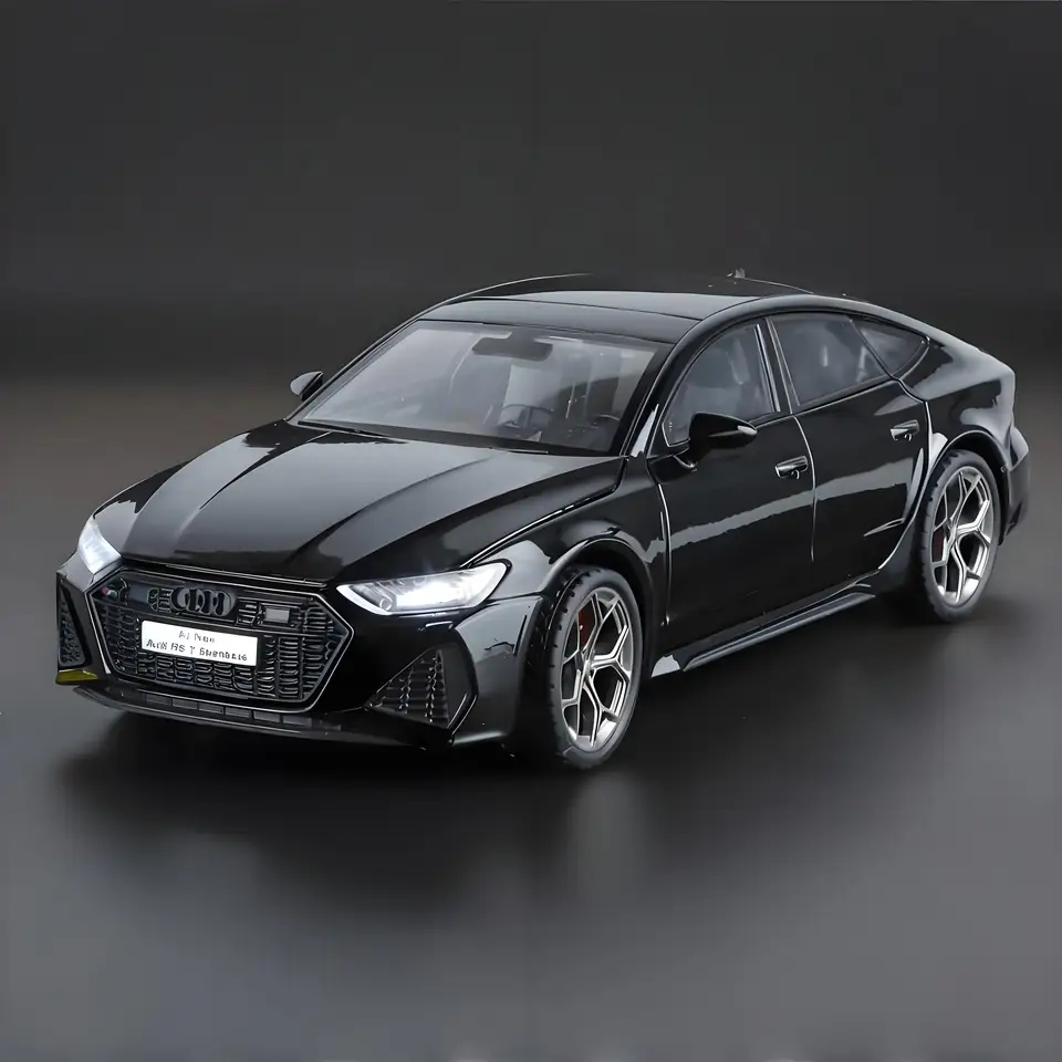 1:24 Audi RS7 Sportback Sports Sedan zliatiny Die Cast Model Zvuk svetlo dekoratívne zbierky Dospelý narodeninový darček pre priateľa