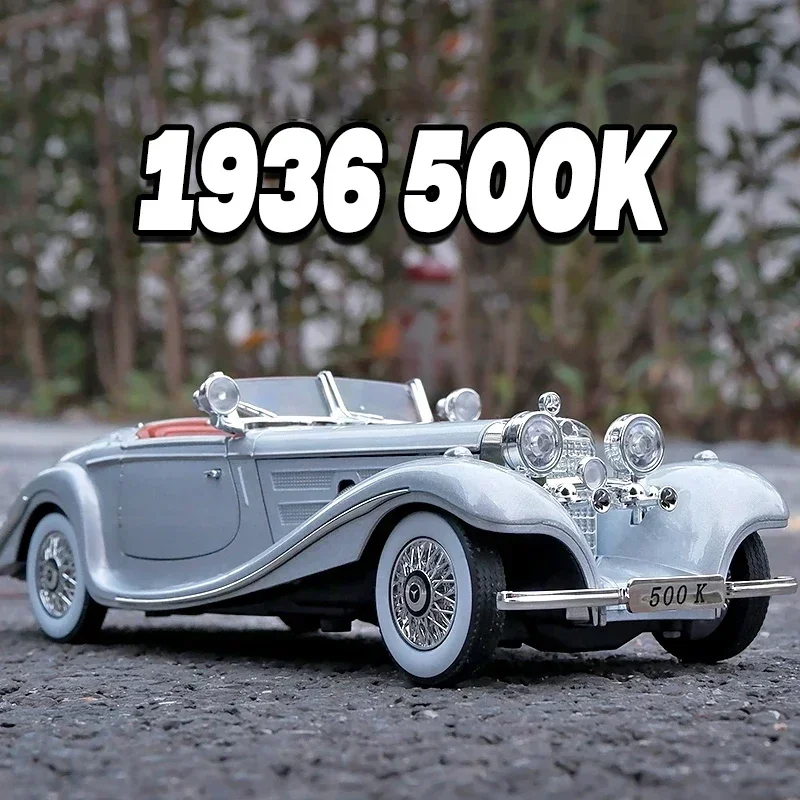 1:24 Mercedes-Benz 500K Classic Car Model Model automobil hračky odlievanie kovový casting zvuk a hračky pre ľahké auto pre deti vozidla
