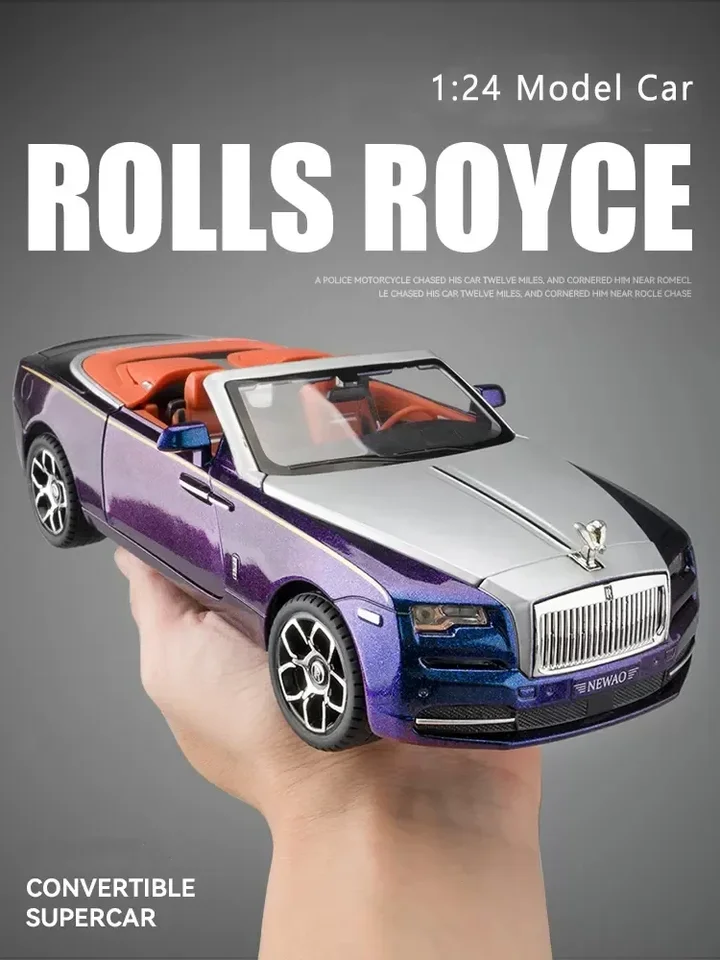 1:24 ROLLS ROYCE DAWN CAR MODEL SIMULÁCIA ZLATIE ZLOŽENIE ŠPORTOVÉHO VOZIDLA A SVETLO PÍSKATEĽA NAJLEPŠÍCH HOODY AUTOMO