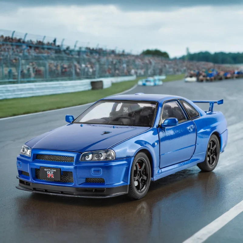 1:24 Scale GTR-R34 Model zliatiny s autentickými zvukovými efektmi, prémiová zberateľská hračka pre deti a dospelých