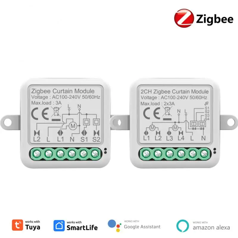 1/2Ch TUYA SMART ZIGBEE CONTAIN Modul BLIND Spínač pre prácu s elektrickým motorom SHUTTER s inteligentným životom Alexa Google Home