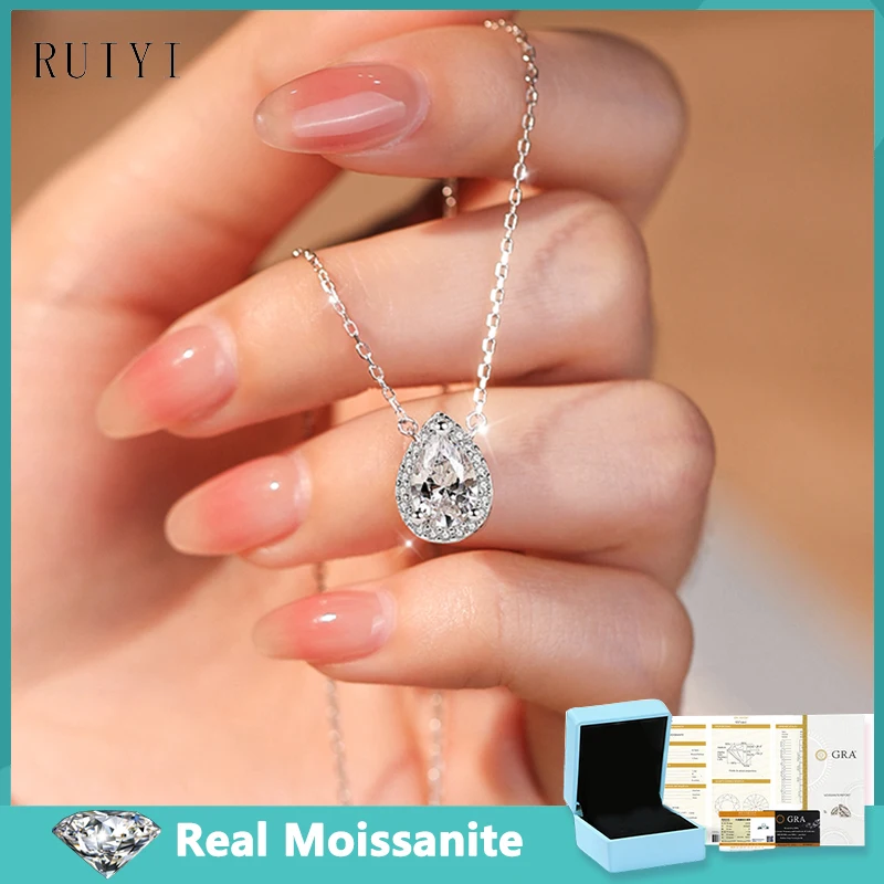 1-2ct vodné kvapky Moissanite prívesky náhrdelníkov S925