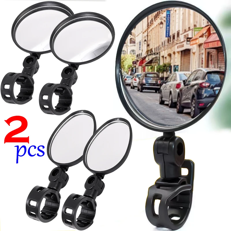1/2ks bicykel kruhový spätný zrkadlo spätného zrkadla 360-stupňového otáčania jazdného spätného zrkadla nastaviteľné spätné zrkadlo rukoväte bicyklov