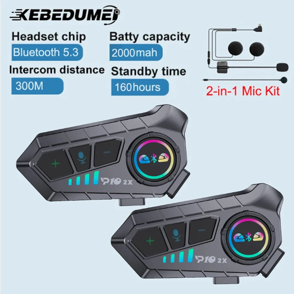 1/2ks Bluetooth Motorcycle Helme Intercom Intercom Headset Witerproof Redukcia hluku 2 Komunikácia Rider Komunikácia zdieľanie sponzorov