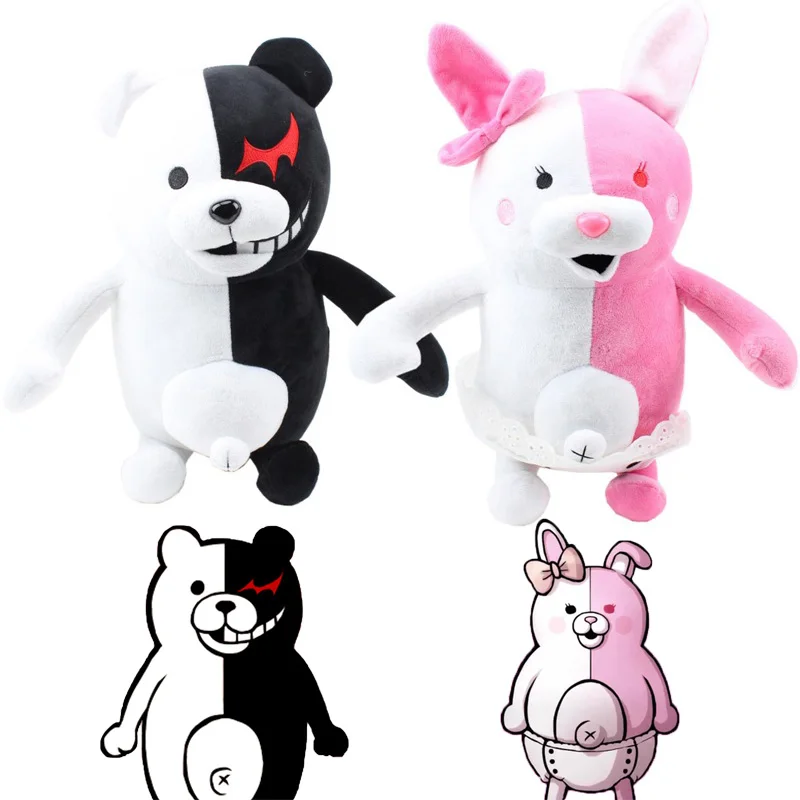 1/2ks Dangan Ronpa plyšová hračka Super Danganronpa Monokuma Black & White Bear Monomi Rabbit Rabbite Soft Soft Kids Darček 25 cm 40 cm