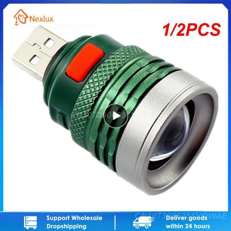 1/2ks LED osvetlenie prenosné 3 režimy napájania pomocou rozhrania USB Power Bank Ultra Bright Lanterna Faslight Mini USB Flash