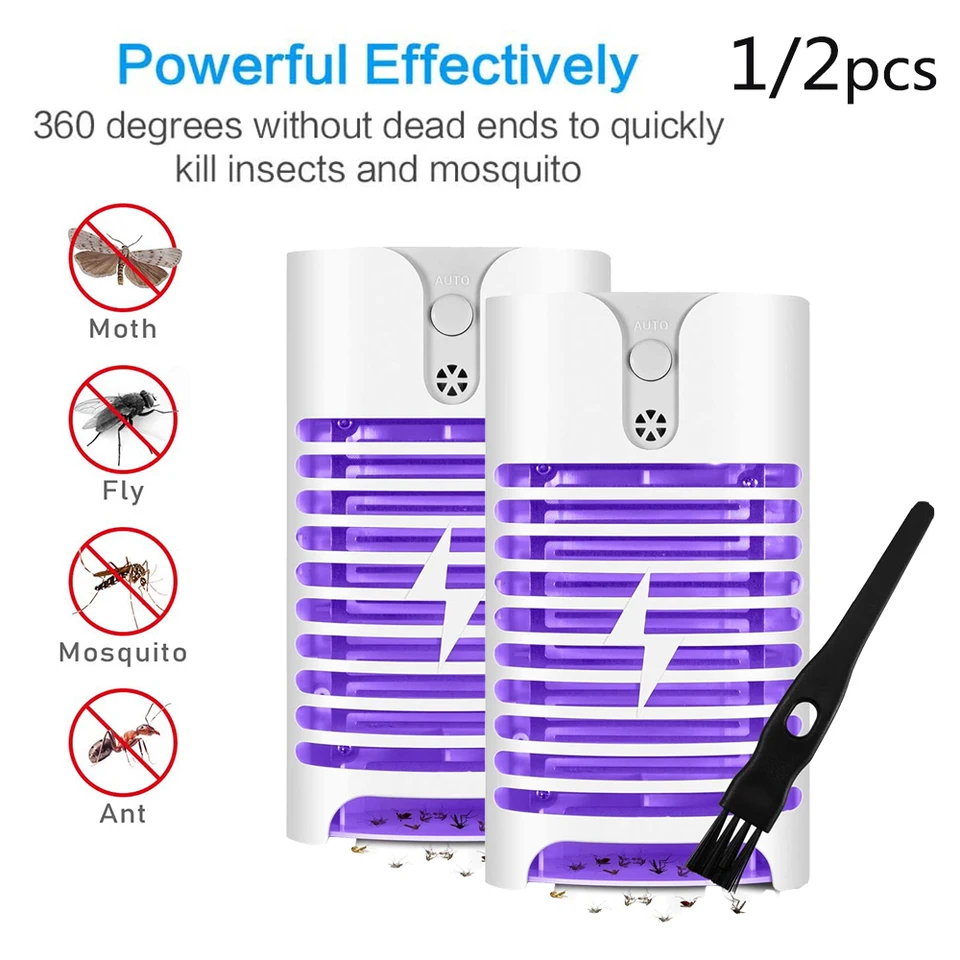 1/2ks Multifunkčná zásuvka Killer Lamp UV Elektrický šok komár Komosilové zabíjanie Moth Killing Trap Lamp Eu/US/UK Plug