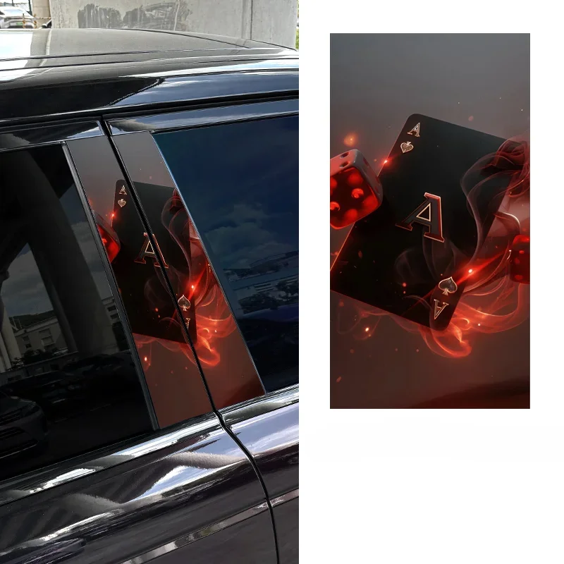 1/2ks plameň poker a kockované nálepky automobil Auto B stĺp vodotesný dekor DIY dvere auta Pillar cover Scratch Sun Sarhreen Vinyl Durcel
