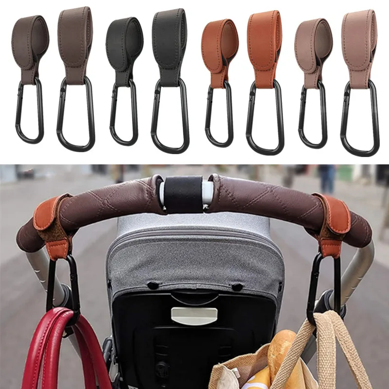 1/2ks prenosný PU Leather Detský kočík háčik na suchý suchý suchý suchý suchý klip Carabiner CARTIVER ORGANIZER CLIP pre kočík