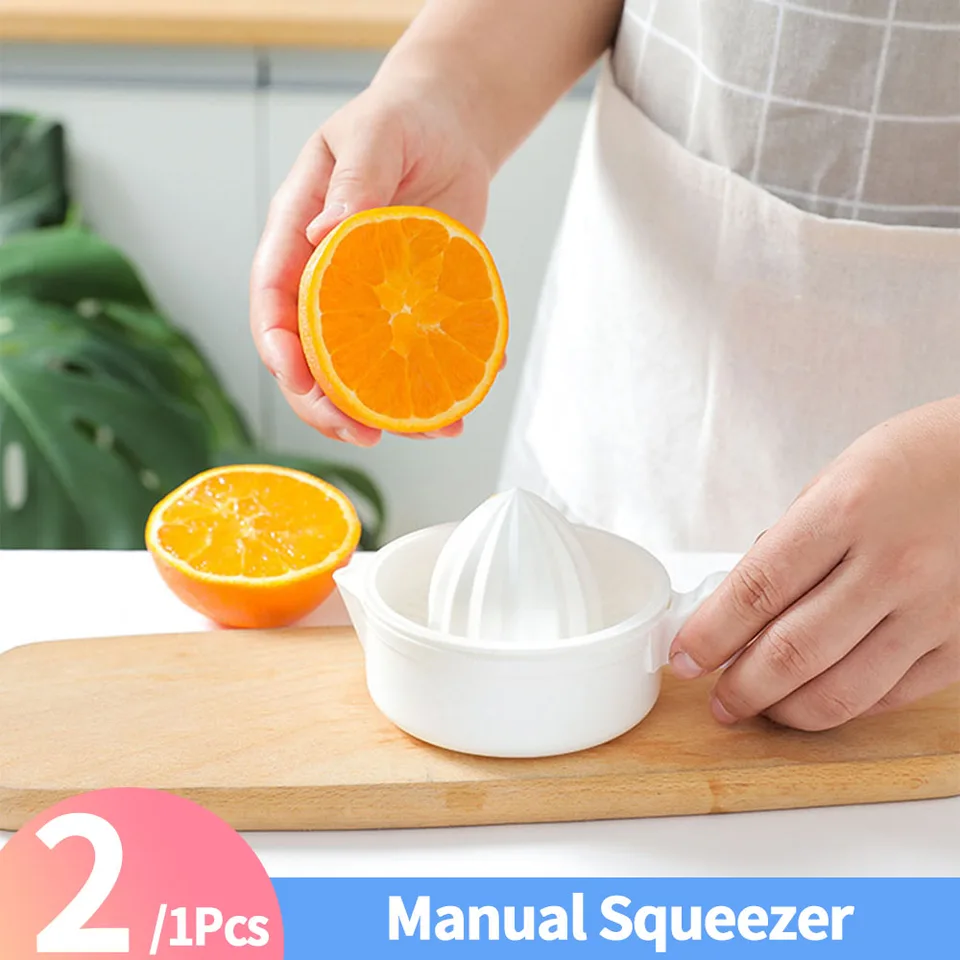 1/2ks ručný odšťavovač citrusový oranžový oranžový prenosný manuálny manuálny rotácia veka Press reamer plastový ovocný náradie Kuchynské príslušenstvo Nástroje