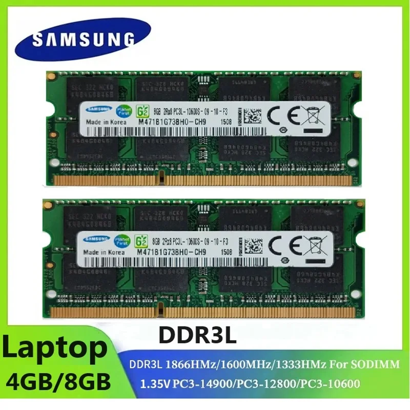 1/2ks Samsung Memoria RAM notebook Sodimm DDR3L 8GB 4GB 1333MHz 1600MHz 1866MHz PC3-10600 12800 14900 Notebook 1.35V RAM Pamäť