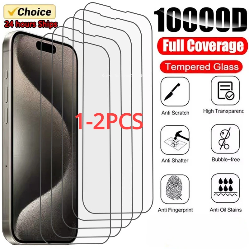 1-2ks temperované sklo pre iPhone 15 14 13 12 11 Pro Max Screen Protector pre iPhone 12Mini 13Mini 7 8 14 Plus SE x XS xr sklo