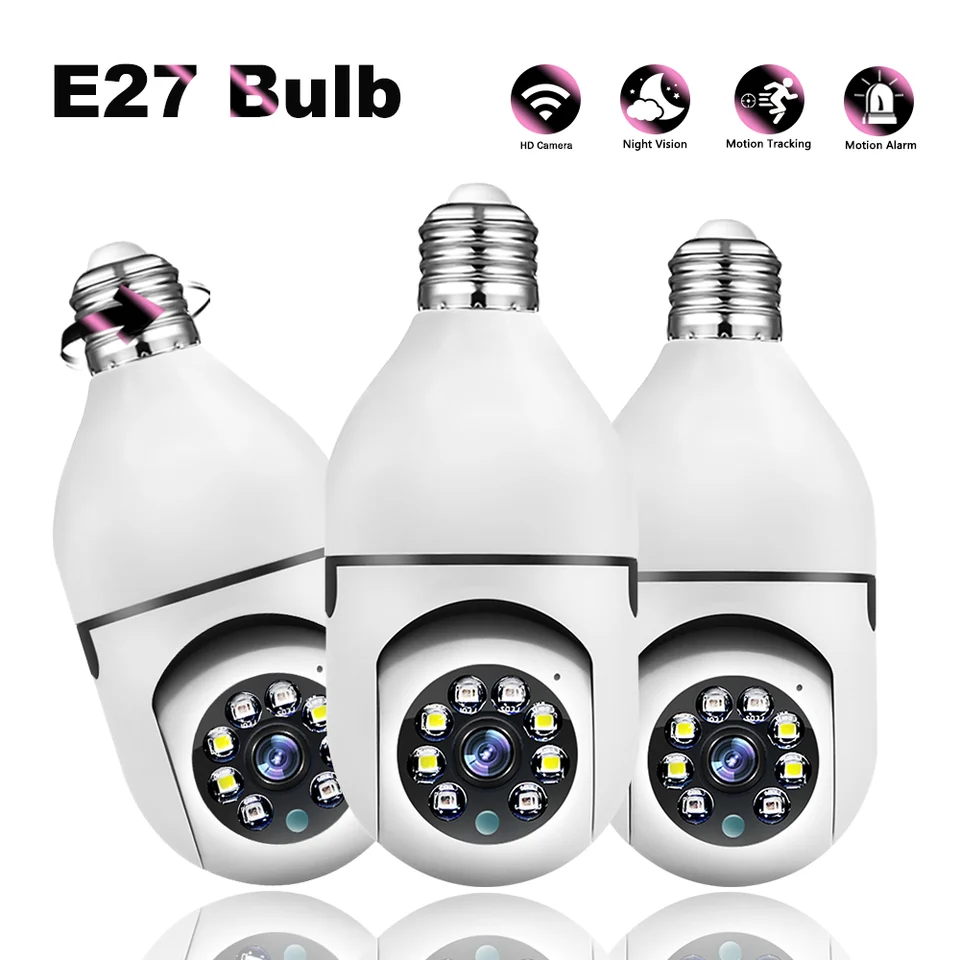 1/2ks žiarovka E27 Dohľadová kamera Automatické ľudské sledovanie Full Color Night Vision Indoor Security Monitor Zoom Domáce kamery