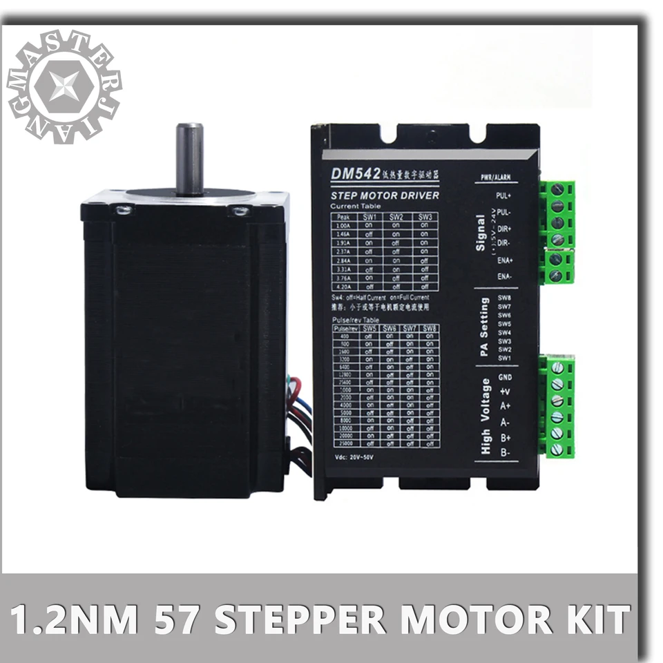 1,2nm 57Byg250b 2-fázový krokový motor + NEMA 23 Upgrade TB6600/DM542 Vodič krokového motora pre CNC 3D tlačiareň