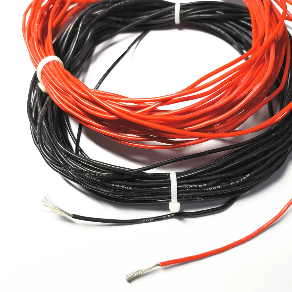1/3/5 metrov 13.8a červená+čierna 20awg tepelne rezistentná kábla mäkký silikónový kryt drôteného potrubia plechovky naliehané na meď Diy Model letún