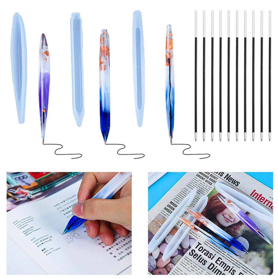 1/3/5ks Ballpoint Pen Silikón Silikón Sušená kvetina Resin Dekoratívne remeselné remeslo DIY Transparentné epoxidové živice formy pre výrobu šperkov