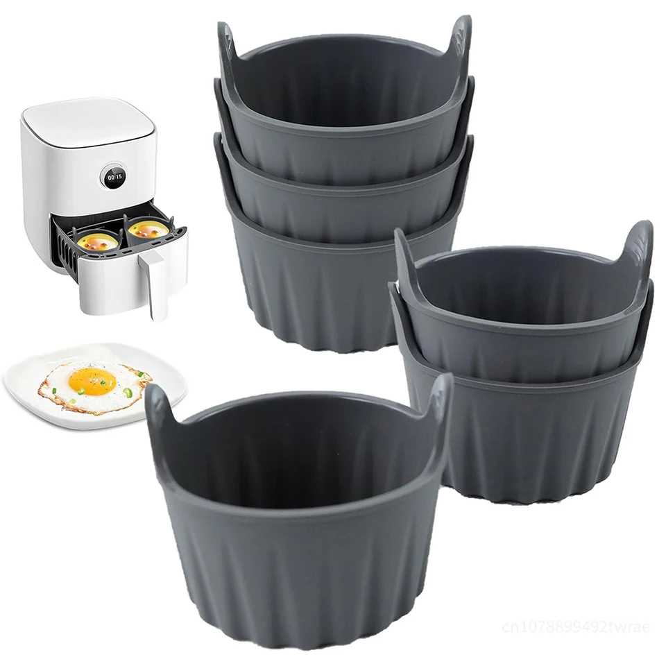 1/3/6ks Silikónový vzduch Fryer Form 2,8x2.4 palca opakovane použiteľné nonstick muffinové vložky Poated Egg Cups pre mikrovlnné pečenie vzduchu Fryer