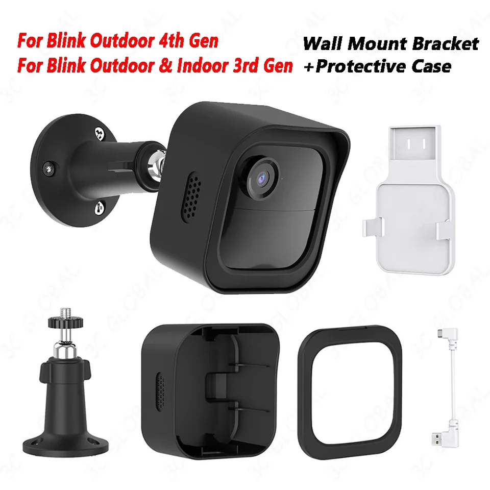 1/3 ks Ochranné puzdro a montáž na stenu pripevnenie fotoaparátu 360 ° Priestrelný držiak na držiak pre poveternostné vplyvy pre Blink Outdoor 4 (4. gen)