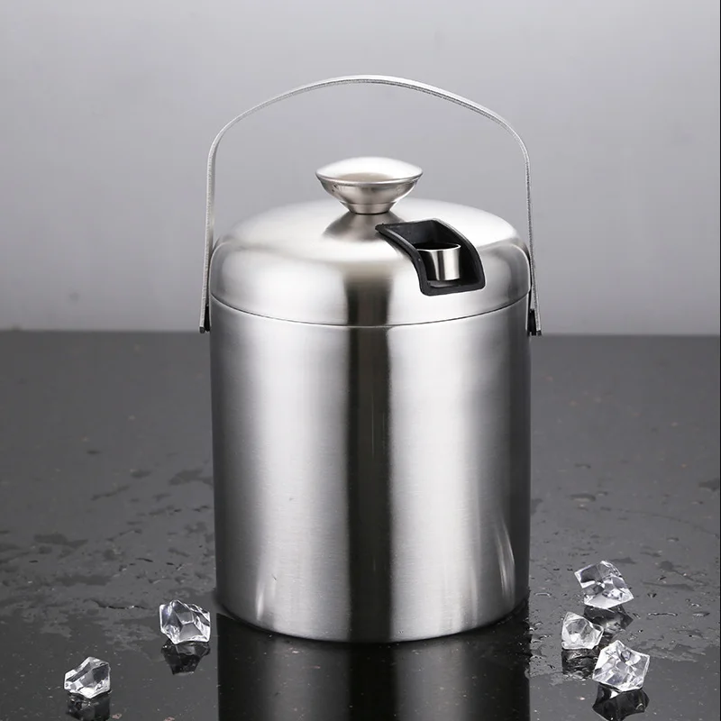 1,3 l ľadové vedro s kliešťami s dvojitou stenou rukoväť Domáce barové večierky Chladenie piva Champagne z nehrdzavejúcej ocele Cookets