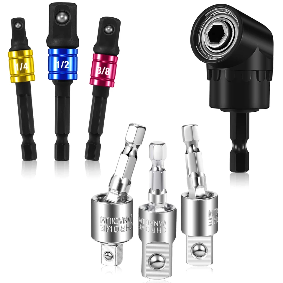 1/3 pc 360 ° adaptér vŕtačky/105 ° Angle Screwdriver Hex Hex Bit Socket Adapter/1/4 3/8 1/2 Hex Shank Square Square Head Bit Bit