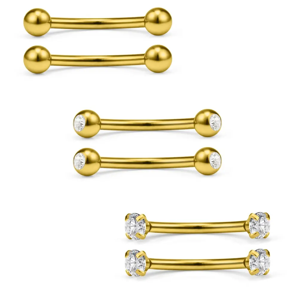 1/3 párov 16g číry Cz guľa Zakrivená z nehrdzavejúcej ocele Barbell obočie brušné pery tragus prsteň Piercing šperky 6 mm-12 mm pre ženy muž