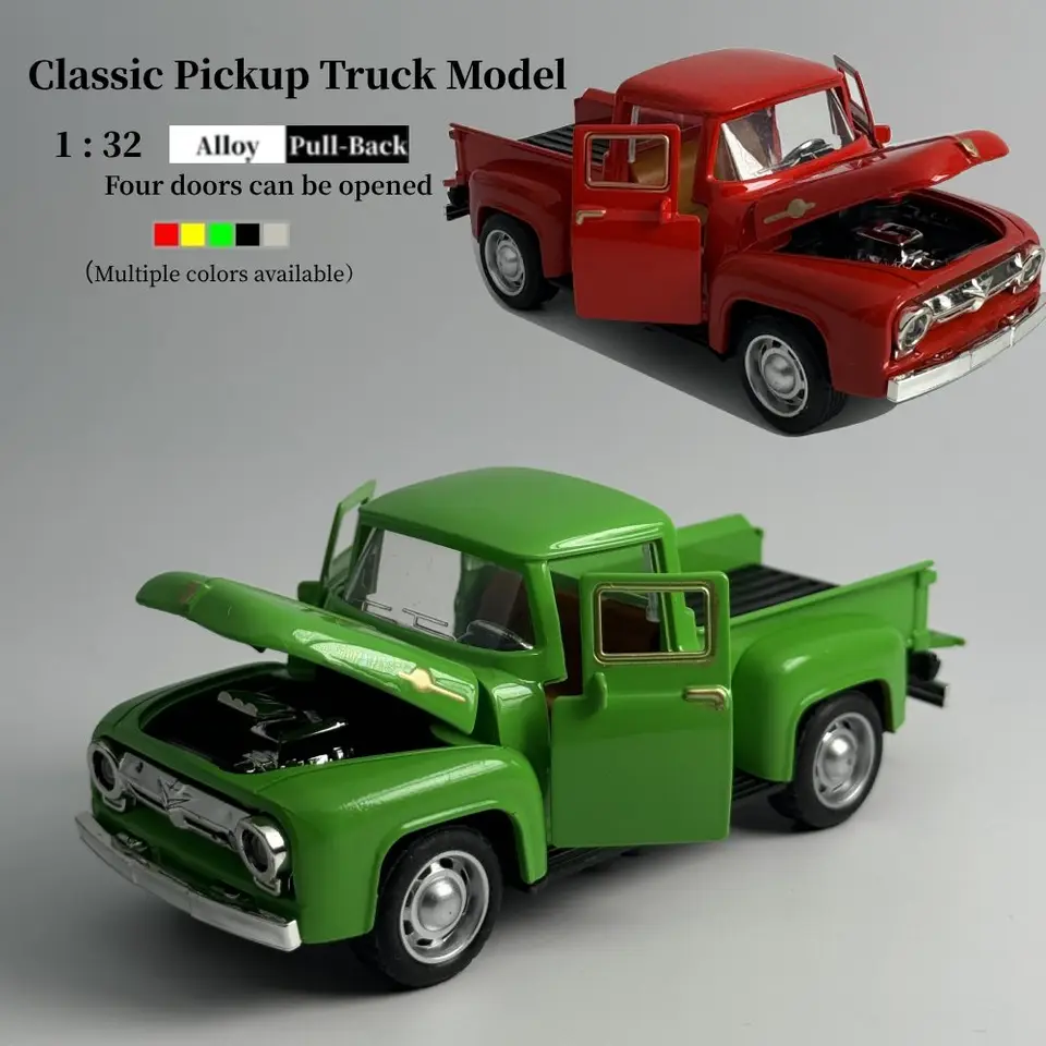 1/32 Model kovového vozidla červeného kovu Vintage zliatiny Mini Pull-Back Diecast Car Collection Decor Boys Detský nový rok vianočná hračka Darček