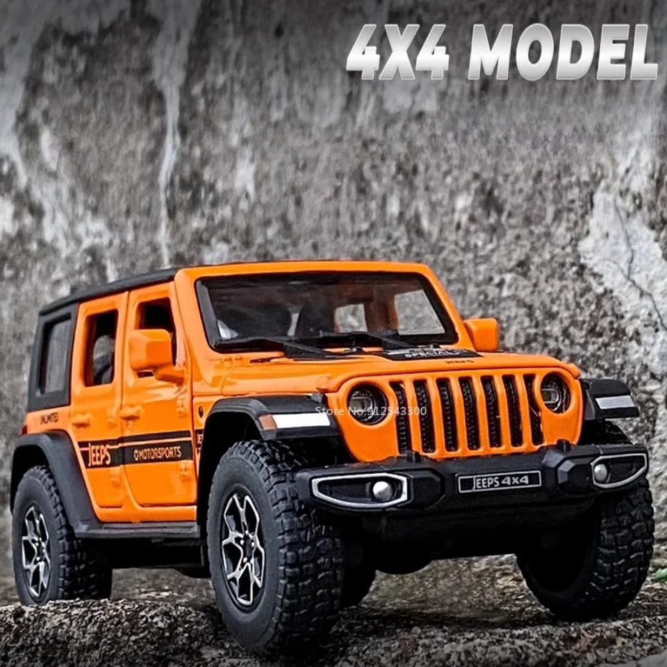 1/32 Scale Wrangler 4x4 Hračky modely zliatiny Diecast 6 Dvere Otvorené zvukové svetlo Pull Back Model Model autá Hračky s dovolenkovými darčekmi