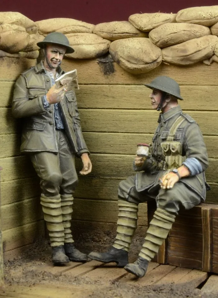 1/35 Zostavené živice zostavené modelové súpravy druhej svetovej pechoty 2 figuríny Miniatúrny darček