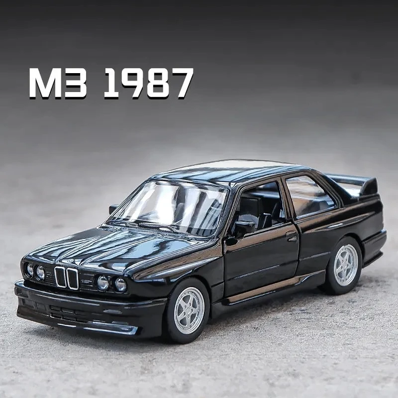 1/36 BMW M3 1987 zliatinové hračky Model kovov kovové odliatky hračky Autentické vynikajúce interiér Plskajte späť 2 dvere otvorené detské darček
