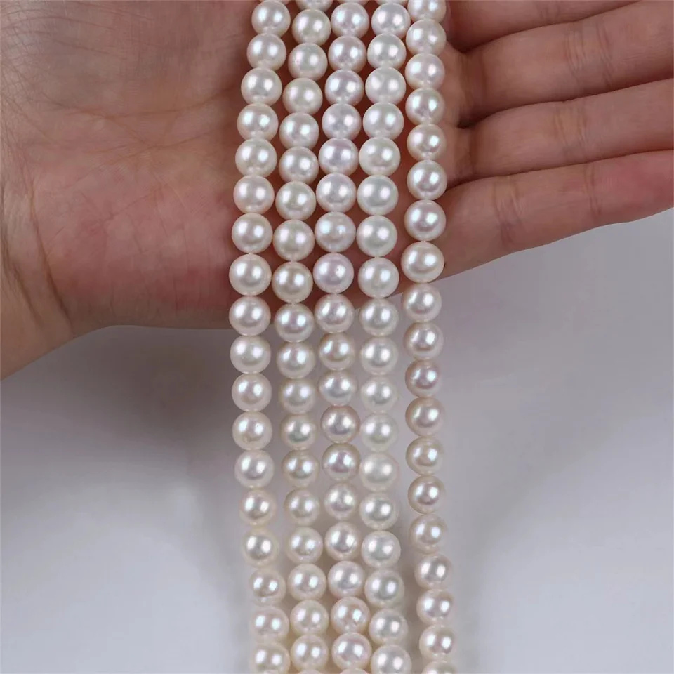 1-3A 100% prírodné blízko okrúhleho plného otvoru Perly Sladká voda Kultivovaná biela perla pre DIY šperky náhrdelníkov 2-5 mm