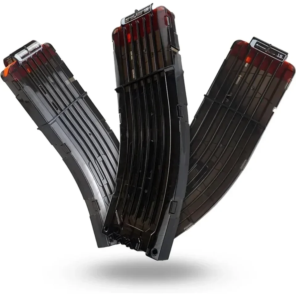 1/3ks 15-parné banánové zakrivené klipy, Soft Bullet Quick Reload Clips kompatibilné pre hračkársku zbraň Nerf Elite Magazine (čierna)