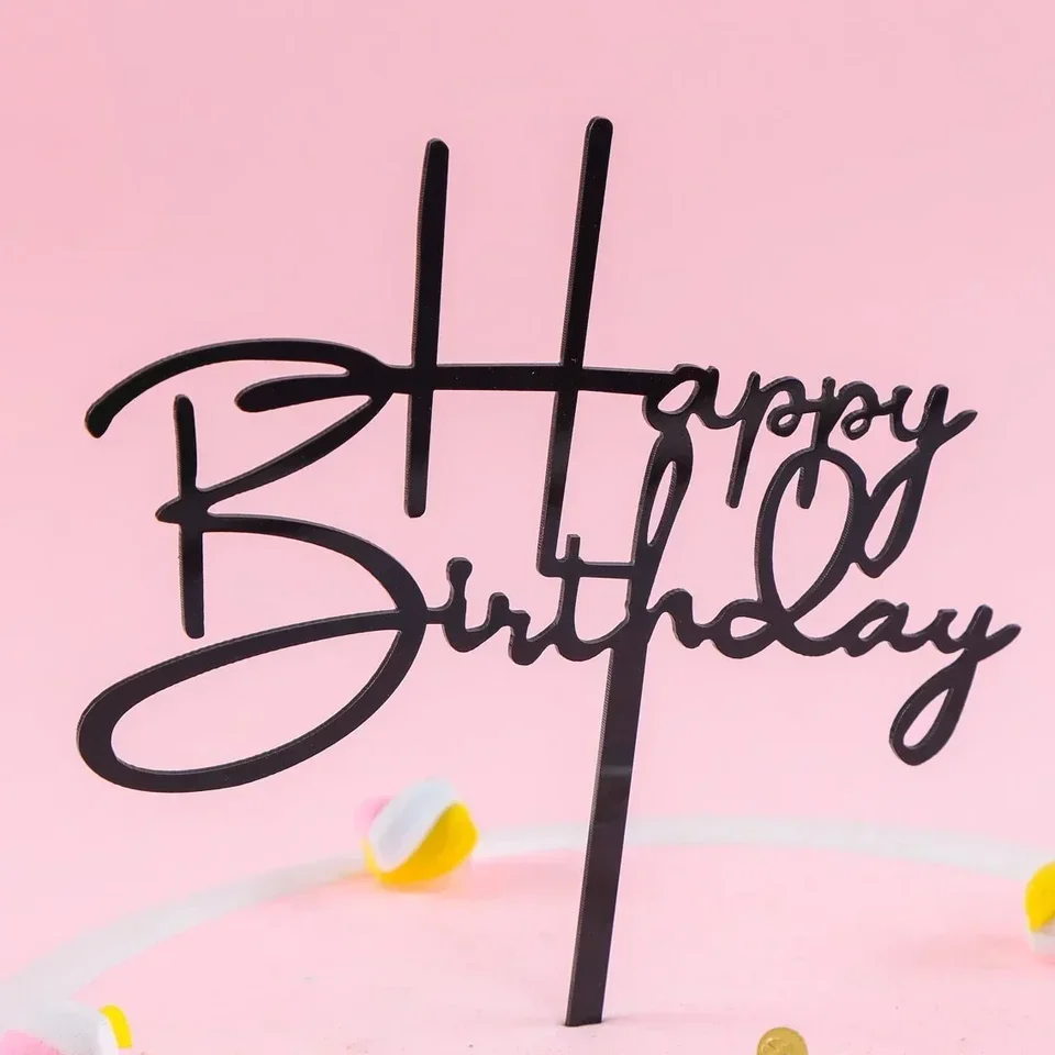 1/3ks akrylový koláč Topper Gold Flash Cupcake Toppers Šťastné narodeniny DEOCOR DEOCOR pre domáce večierky