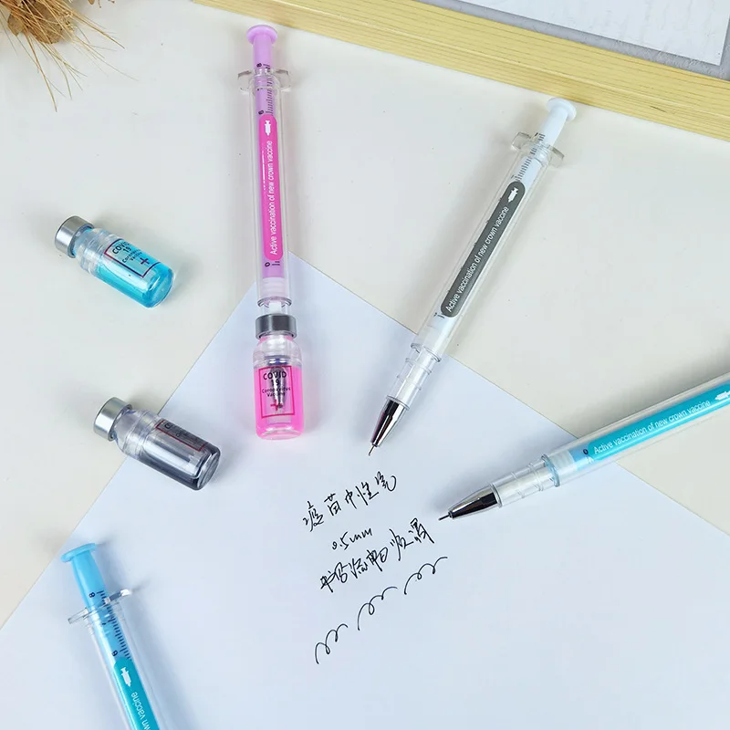 1/3ks Creative Injekčná striekačka Modelovanie neutrálneho pero čierny atramentový gél podpis Pens Študenti darček Kawaii kancelárske potreby